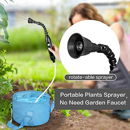 Portable Misting System with Water Pump, Plant Sprayer & Garden Hose Mister 3-in-1, No Faucet Required Misters for Outside Patio Beach Camping Golf Cart Boat, Smart Misting Cooling System - color: Portable Mister Blue