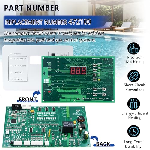Upgraded 472100 Digital Display Temperature Controller Circuit Board | Fit for Pentair MiniMax NT LN STD TSI 200,250,300,400 Series Pool & Spa Heater, Includes New Keypad for 6800 DDTC Mini MAX NT