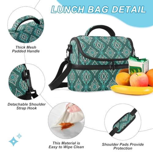 Snakes Skin Insulated Lunch Tote Bag Organizer for Women | 8L Double Deck,Large Lunch Box with Shoulder Strap,Thermal Meal Prep Cooler,Suitable for School Work Picnic Office Travel