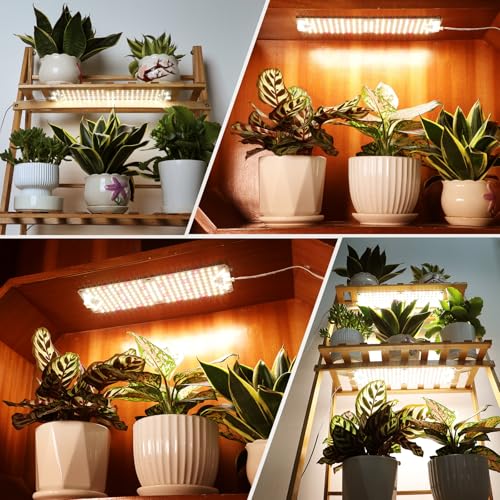 4-Pack Panel Grow Lights for Indoor Plants, FECiDA 2026 LED Plant Grow Light for Under Cabinet Plants, Full Spectrum Growing Lamp with 4,8,12,16,20 Hr Timer, Free Linking - size: Panel Grow Light 12W(4Pack)