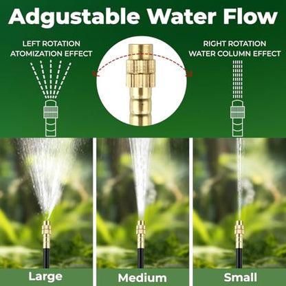 130FT Drip Irrigation System for Garden: 20 Nozzles 1/4" PE Tubing Automatic Watering Kit Adjustable Misting Sprinkler Mister Hose for Water Plants Tape Raised Beds Lawn Outdoor Yard Greenhouse 130FT - size: 130FT