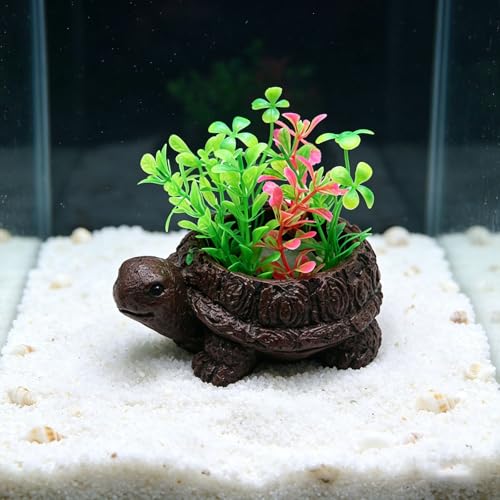 Turtles Tree Statue Aquarium Decor, Artificial Bubble Stone Landscape for Shrimp Tanks & Terrarium Resin Turtles Oxygen Pumps Ornament Resin Fish Tanks Bubbler Decors