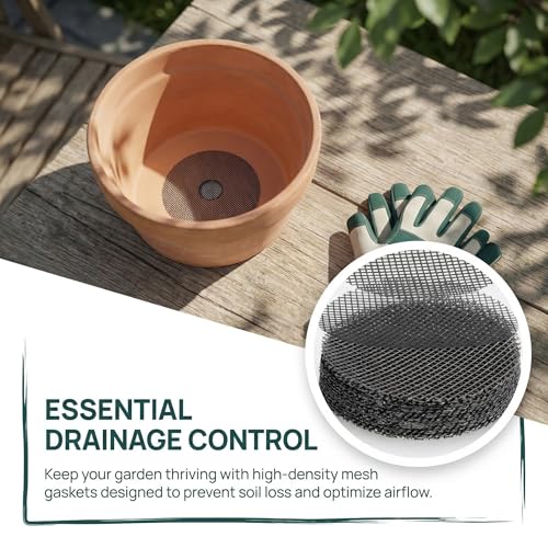 50 PCS Mesh for Plant 1.2/2/2.8 Inch Assorted Sizes Rounds Drainage Hole Mesh Pad Planter Bottom Drainage Inserts Grid Mat for Potted Succulent (7.5X7.5CM) - size: 7.5X7.5CM