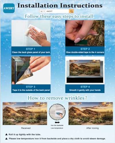 AWERT 48x24 inches Ocean Floor Aquarium Background Undersea Theme Aquarium Background Underwater Fish Tank Background - size: 48x24in/120x60cm