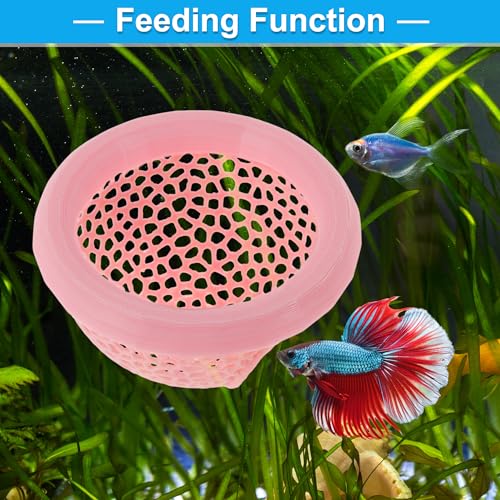 Floating Betta Cave & Hammock, Multi-Functional Hideout for Aquarium Pink - color: Pink
