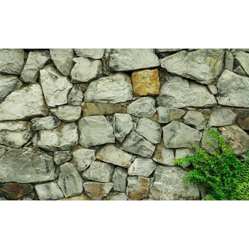 Stone Aquarium Background Natural Rock Fish Tank Background Rocky Glass Terrarium Background Stone Rock Reptile Habitat Background Poster Stone Wall with Green Grass Aquarium Backdrop 24x12in - color: Grey_Green, size: 24(W)x12(H)inches/ 60(W)*30cm(H)