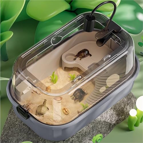 Reptile Tank Sun Terrace Turtle Villa Feeding Box Perfect Habitat for Your Aquatic Pets Easy Assembly(White) - color: White