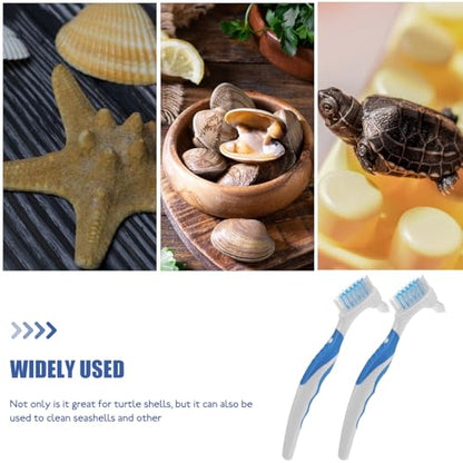 2pcs Double-Head Mini Turtle Shell Cleaning Brush Mud Remover Portable Aquatic Tortoise Shell Maintenance Tool for Household Reptile Health