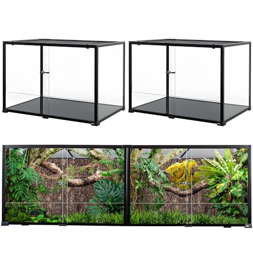 Extra Large Reptile Terrarium 72" x 24" x 24" Reptile Tank, Upgrade Splicable Tank Can Be Used as 2 Separate Habitats, Giant Terrarium with Double Front Sliding Doors