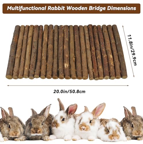 kathson Rabbit Wooden Bridge(20.0 x 11.8 inches),Guinea Pig Wood Tunnel Large Bunny Ladders Small Animal Flexible Hideout for Hamster Chinchillas Guinea Pig Hedgehog and Other Rodents - size: L (20.0 x 11.8 inches)