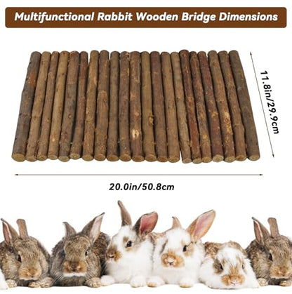 kathson Rabbit Wooden Bridge(20.0 x 11.8 inches),Guinea Pig Wood Tunnel Large Bunny Ladders Small Animal Flexible Hideout for Hamster Chinchillas Guinea Pig Hedgehog and Other Rodents - size: L (20.0 x 11.8 inches)