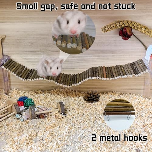 Rat Bendy Long Suspension Bridges 19.7 x 2.7 Inch Hamster Climbing Ladder Flexible Wooden Bridge for Dwarf Hamster Sugar Glider Rodents Mouse - size: 1PCS 19.7x2.7in