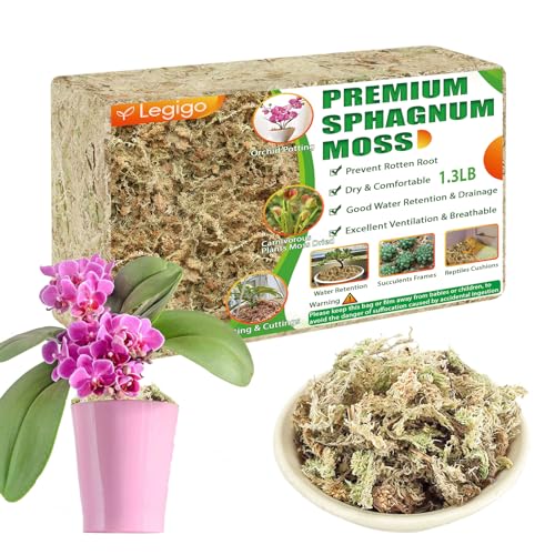 1.3LB Sphagnum Moss for Plants- 25QT Natural Long Fibers Orchid Moss | Moisture Retention & Drainage Balance, Plant Moss for Orchids, Succulents, Carnivorous, Ferns, Reptile Bedding & Terrariums - size: 25 QT(1.3 lb)