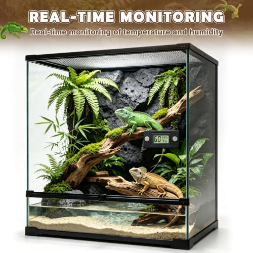 Reptile Temperature and Humidity Monitor, 2PCS Magnetic Thermometer Hygrometer,Bearded Dragon Tank Accessories,Pet Humidity Meter Supplies for Jumping Spider
