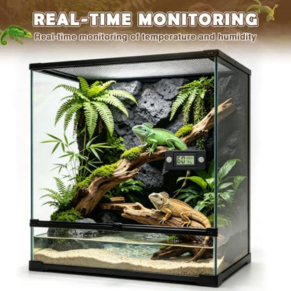 Reptile Temperature and Humidity Monitor, 2PCS Magnetic Thermometer Hygrometer,Bearded Dragon Tank Accessories,Pet Humidity Meter Supplies for Jumping Spider