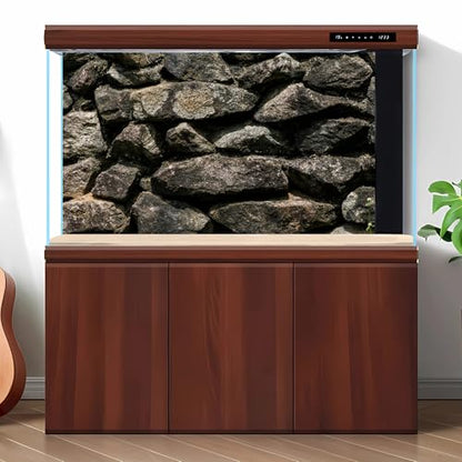 Stone Aquarium Background Natural Dark Rock Fish Tank Background Rocky Glass Terrarium Background Rock Wall Aquarium Background Rock Stone Reptile Habitat Background Stone Tank Backdrop 24x12in - color: Dark Brown, size: 24(W)x12(H)inches/ 60(W)*30cm(H)