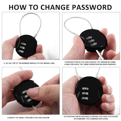 Litoexpe 3 Pcs Combination Cable Lock 3 Colors | 3-Digit Code, Steel Cable, for Backpack, Suitcase, and Luggage - color: 3 Colors