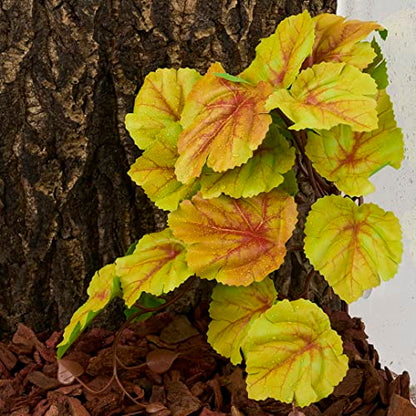 2Pack Yellow Reptile Plants Fake Heuchera Terrarium Hanging Suction | Tank Decor Fits Gecko Lizard Snake Amphibian Habitat - color: F-fake Heuchera Micrantha Yellow