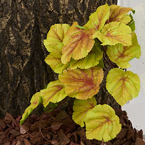 2Pack Yellow Reptile Plants Fake Heuchera Terrarium Hanging Suction | Tank Decor Fits Gecko Lizard Snake Amphibian Habitat - color: F-fake Heuchera Micrantha Yellow