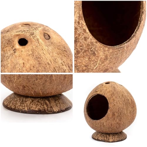 Hamster Hideout Wooden House Coconut Hut Hamster House Bed for Dwarf Gerbil Mouse Mice Rat Small Animals Reptiles