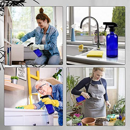 Worldgsb Glass Spray Bottles, 16oz Blue Glass Spray Bottles with Labels & Adjustable Nozzle, Reusable Containers for Cleaning, BBQ, Food, Plants, Alcohol, Essential Oils(1 Pack) - color: Blue, style: 1 Pack