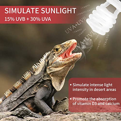 LUCKY HERP 26W UVB 15.0 Intense UVA UVB Compact Flouorescent Lamp Desert Terrarium Light Bulb for Reptile and Amphibian - style: UVB15.0 26W