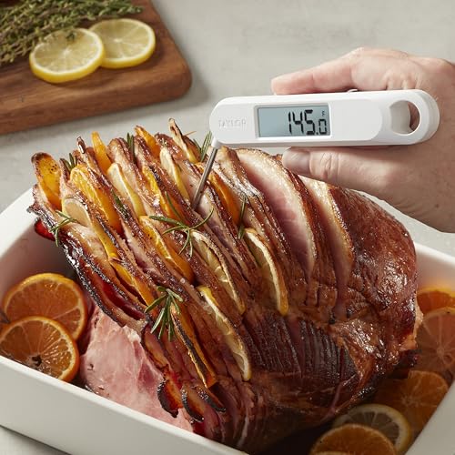 Taylor Folding Stem Display Food Instant Read Digital Thermometer, 0.7 Inch LCD Readout, White (1476WH) - color: White
