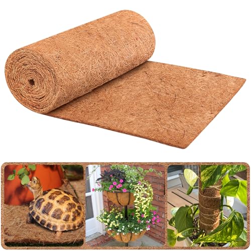16X160 Inch Natural Coco Liner Roll, Coconut Liners for Planter Window Box Hanging Basket, Coconut Coir Roll Coco Fiber Mat for Garden Decoration DIY Moss Poles Pet Pad Reptiles Carpet