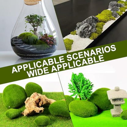 40PCS Artificial Moss Rocks, 4 Size Fake Moss Rocks, Green Moss Decor for Floral Arrangements, Fairy Gardens and Crafting