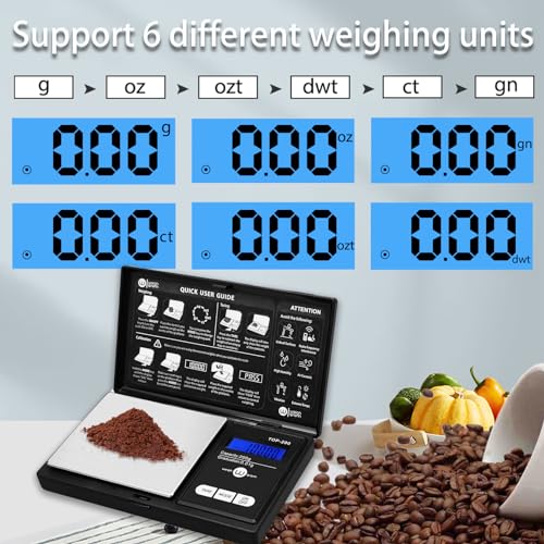Digital Pocket Gram Scale 200g x 0.01g High Precision with 100g Calibration | Mini Scale Weighs Kitchen Small Food, Jewelry, Ounces, Grains, LCD Display, Tare Function With 100g Calibration Weight - size: 200g / 0.01g (Model: TOP-100)