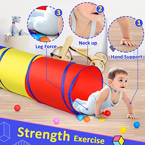 PigPigPen Pop Up Play Tunnel Tent for Toddlers Babies or Dogs, Indoor & Outdoor Toys for Kids Backyard Playset. (Red,Yellow,Blue) - style: Red,yellow,blue play tent