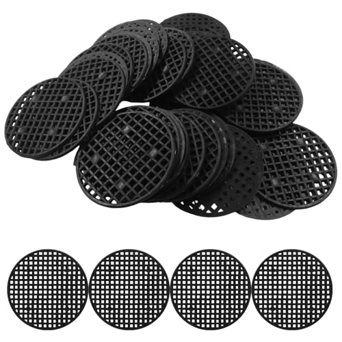 Plant Drainage Mesh Pads, 2.2 Inch, 50pcs Plastic Grid Mat | Round, Breathable Soil Guard, for Potted Plants, Bonsai, Black - size: 2.2 Inch