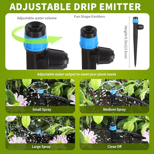 50pcs Drip Irrigation Emitters for 1/4" Drip Tubing Adjustable 360 Degree Fan Shape Water Flow Vortex Drippers for Drip Irrigation with Lock Barbed Irrigation Drip Nozzles for Flower Plants Garden - size: 50 Pcs Drip Emitters Vortex with Lock Barb