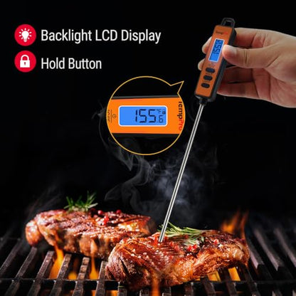 TempPro TempScan Infrared Thermometer Gun with Super Long Meat Probe | Temperature Gun with Laser for Pizza Oven Accessories, Grill Thermometer Gun Meat Thermometer for Cooking BBQ HVAC Car Engine