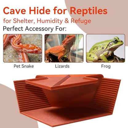 Cave Hide for Reptiles, Lizard Hideout with Safe Shelter | Snake Cave Hut for Themed Terrarium Ideal for Gecko Hamster Snake to Rest & Hide