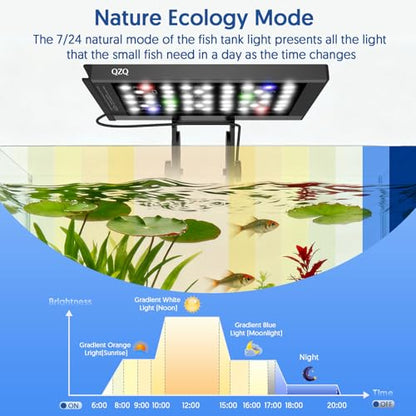 QZQ Fish Tank Light – Aquarium Light 24/7 Mode LED Aquarium Lights for Fish Tank with Adjustable Timer/Brightness, Aquarium Plant Light (16W for 12–20 Inch Tank) - size: 16W for 12-20 Inch Tank