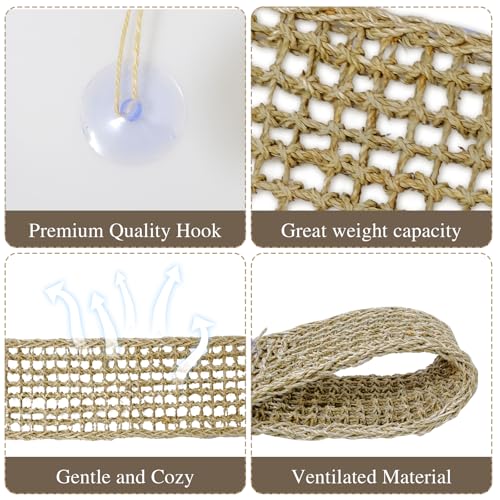 3 Pieces Bearded Dragon Hammock Reptile Hammock Lizard Climbing Lounger with 12 Metal Buckles 12 Suction Cups Tank Accessories Jungle Toys for Hermit Crab Gecko Snake Iguana Amphibian Habitat