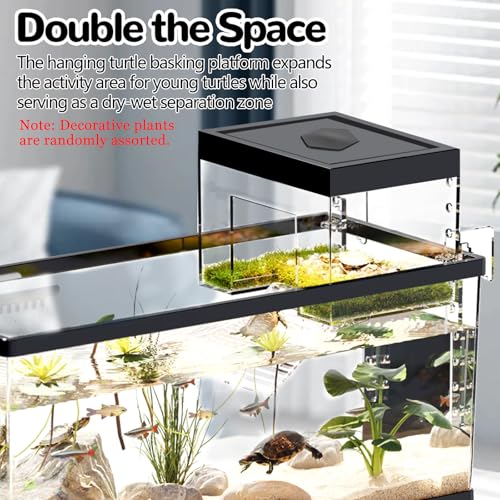Hanging Turtle Basking Platform,7.9x5.5x5.5'' Adjustable Aquatic Turtles Ramp Dock,Acrylic Topper Platform Tank Accessories for Baby Turtles,Red Eared Slider,Semi Aquatic Baby Terrapin(Small) - size: S:7.9x5.5x5.5''