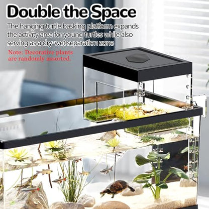 Hanging Turtle Basking Platform,7.9x5.5x5.5'' Adjustable Aquatic Turtles Ramp Dock,Acrylic Topper Platform Tank Accessories for Baby Turtles,Red Eared Slider,Semi Aquatic Baby Terrapin(Small) - size: S:7.9x5.5x5.5''