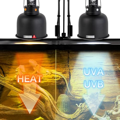 2 Pack Reptile Light Fixture, 5.5in Deep Dome Reptile Lamp Fixture, Optical Reflection Cover, Separate Switch & Hook, Terrarium Light Fixture for Reptile Heat Basking UVB Bulbs, 100W, Black - size: 5.5in