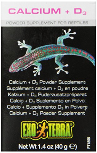 Exo Terra Calcium + D3 Powder: Ultra-fine, Phosphorus Free Formula Boosts Bone Health & Calcium Absorption Ideal for Insects, Fruits & Veggies 1.4 oz. - size: 1.4-Ounce