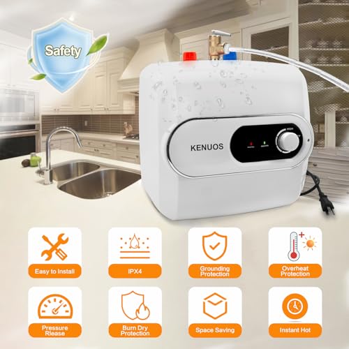4 Gallon Water Heater Under Sink Instant Hot Water Heaters 1500W 110V 120V Mini Tank,Under Counter Water Heater with Safety Vavle 1/2" NPT for Kitchen,Bathroom,Camper,RV,White - color: White