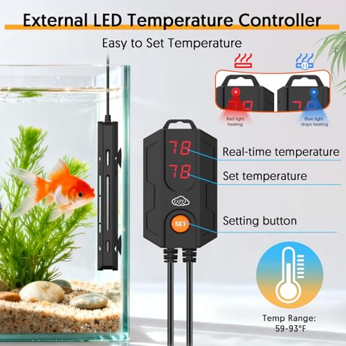 QZQ Aquarium Heater, 300W Adjustable Fish Tank Heater with Digital Display | External Temperature Controller, Submersible Turtle Tank Heater - size: 300W