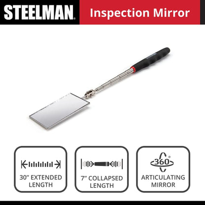 STEELMAN 41817 30-Inch Telescoping 2-Inch x 3.5-Inch Inspection Mirror - size: 2"L x 2"W