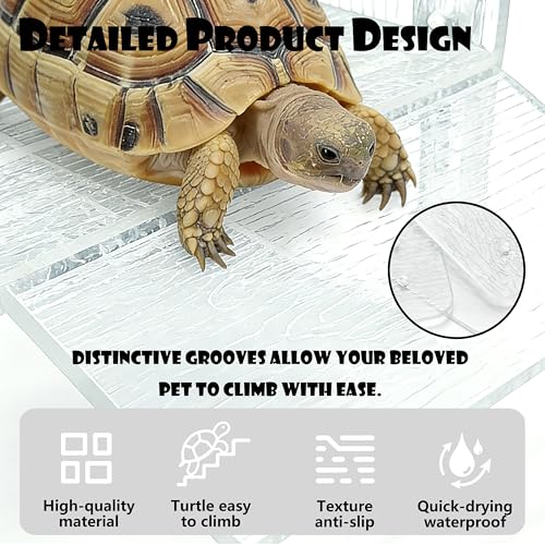 Turtle Basking Platform, Sturdy Acrylic & Adjustable Length 10-16 1/2" for Aquatic Turtles, Include Reptile Ramp Dock, Terrace, Accessories, Aquatic Turtle Tank Accessories