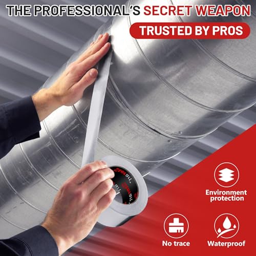 ETERART Aluminum Foil Duct Tape, High-Temp Seal for HVAC,2" x 40Yds | Heavy Duty, Patching,Air Ducts,Metal Repair, Foamboard,Insulation,Dryer Vent and More,Silver, easy to apply, residue-free - size: 2 Inches x 40 Yards