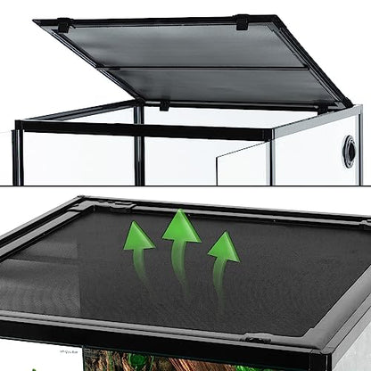 REPTIZOO 90 Gallon Reptile Terrarium 24" x 24" x 36" Large Glass Reptile Tank, Tall Terrarium with Front Opening Door and Top Screen Ventilation Easy Assembly Habitat Tank - size: 24" x 24" x 36"