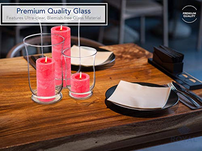 Royal Imports Hurricane Pillar Candle Holder, Clear Glass Flower Vase, Terrarium Planter, Decorative Centerpiece - Use for Floating Tealights, Wedding, Home Display, Holiday - 3 Pc Set, 6", 8" 10"