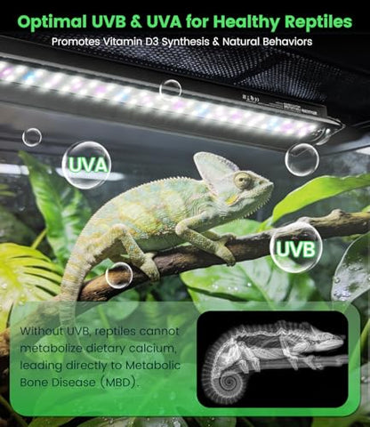 23W T5 UVB LED Reptile Light – High Output UVA UVB Light for Bearded Dragon, T5 10.0 UVB Reptile Light Fixture (27.5") - size: 27.5"