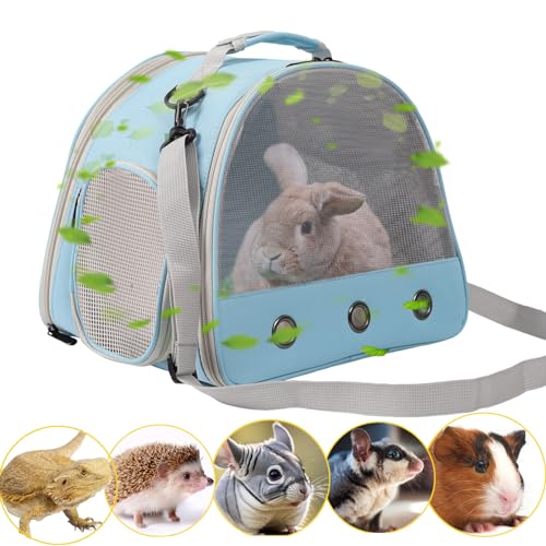 Ventilation Cage,Bearded Dragon Travel Carrier,Guinea Pig Carrier,Guinea Pig Bag for 2,Reptile Travel Carrier for Lizards Sugar Glider Hedgehog Rat Parrot Birds,Airline Approved (Blue, Mesh Carrier) - color: Blue